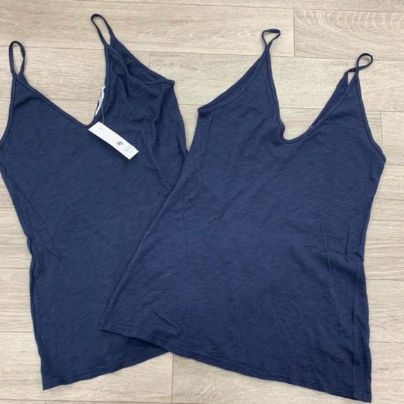 Stateside Supima Slub Jersey V-Neck Navy Tank Top - Picture 5 of 9